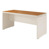 Mesa De Escritório 160cm Com Tampo Duplo Oslo Cor Off White E Cedro