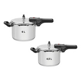 Kit 2 Panelas Pressão 4,5l E 6l Inox Fundo Triplo Tramontina