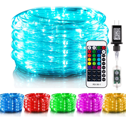 Luces De Cuerda Led Rgb Tira De 100 Luces Con Control Remoto