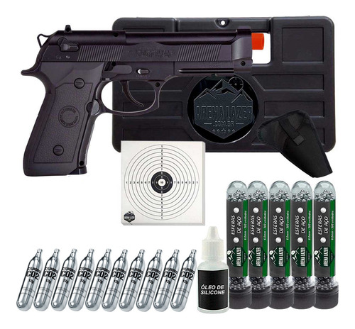 Combo Airgun M9 6mm + 05 Tubetes + Alvos 50un + Acessórios