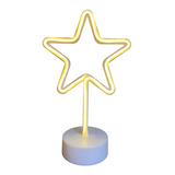 Letrero Luminoso Neon Estrella Blanca Decorativo Con Base