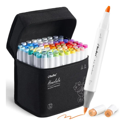 Rotuladores De Alcohol Ohuhu, 72 Colores, Brocha Y Cincel De