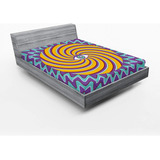 Vintage Fitted Sheet, Third Eye Inside Hypnotic Spiral Circl