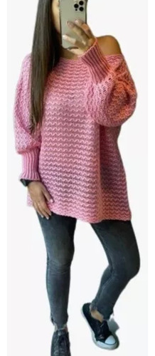 Sweater Tramado Cuello Bote. Varios Colores.