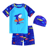 Traje Baño Bañador Infantil Shark Protecció Solar 3 Unidade