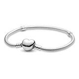 Pulsera Tipo Serpiente Con Clip De Corazón Plata S925