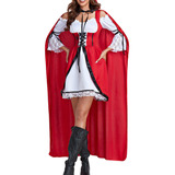 Disfraz De Fiesta Con Capucha Y Gorra Roja Gótica De 3 Pieza