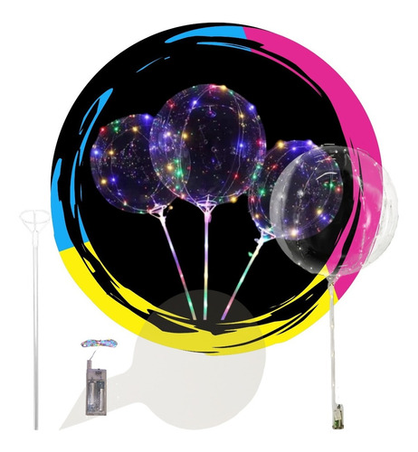 5 Burbujas Cristal 18   + Led Multicolor + Soporte 70cm 