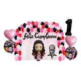 Kit Decoracion Fiesta Globos Nezuko Kamado Demon Slayer 80p