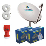 Antena Parabólica Vivensis 60cm + 2 Vx10 Cabo + Lnbf Duplo