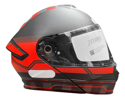 Capacete Moto Modular Ebf Xtroy Gtr Preto Fosco E Vermelho