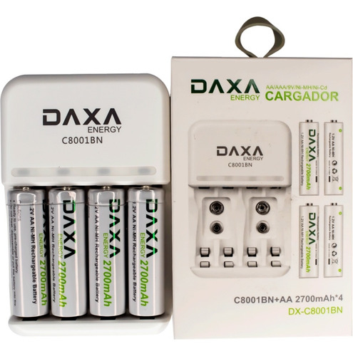 Baterías Daxa Aa, 9v Recargable X 4 Pack 2700 Mah + Cargador