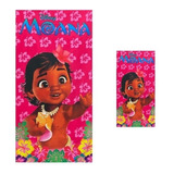 Kit 1 Toalha De Banho Moana Baby R + 1 Toalha De Rosto 