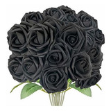 Johouse 30 Flores Artificiales De Rosas, Rosas Negras, Rosas
