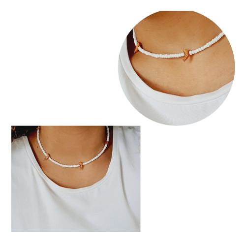 Choker Colar De Miçangas Com Pingente Cavalo Marinho