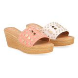 Sandalia Dama Plataforma 7 Cm Rosa Y Blanco Duo Pack 296