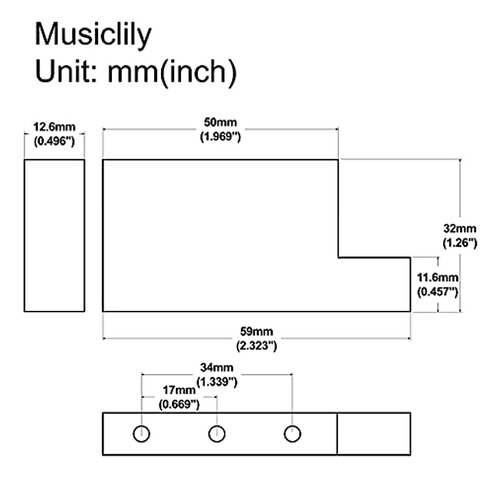 Musiclily Ultra Solid Fat Brass L Shape Tremolo Block Para F