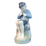 Antigua Figura Niño Pescador Porcelana Royal Copenhague