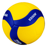 Pelota Mikasa Court V330w Para Voleibol, Color Amarillo Y Azul