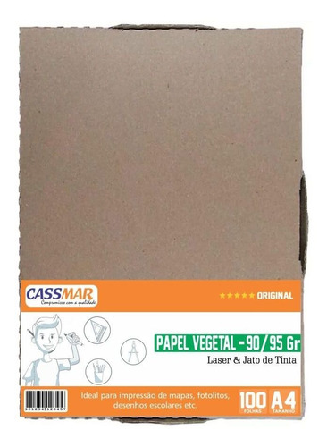 Papel Vegetal A4 210x297mm 90-95g Caixa Com 100 Folhas