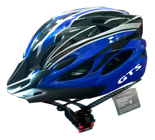 Capacete Azul Inn Mould Com Sinalizador Led Ciclismo Bike