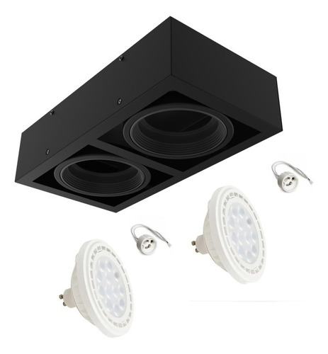 Aplique Plafon Box 2 Luces Cardanico Con Lampara Ar111 Led 