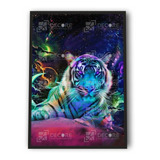 Quadro Decorativo Com Moldura Tigre Neon 40x60