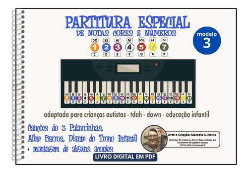 Partitura Teclado Adaptada Para Autistas, Tdah, Down- Ref. 3