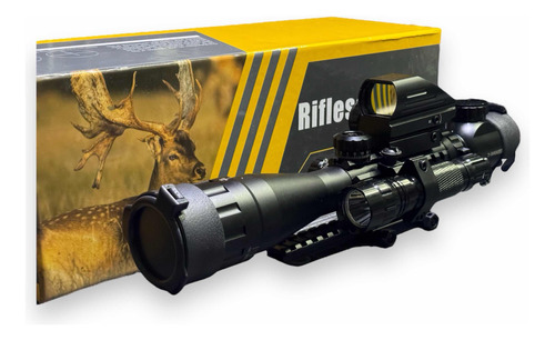 Mira Telescópica 3-9x40 Oeg + Red Dot + Lámpara Rifle Caza