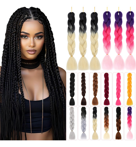 Extensiones De Kanekalon Trenzas Africanas Cabello 3 Pzs