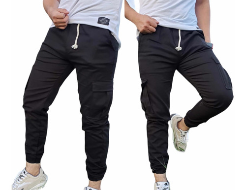 Pantalón Cargo De Hombre Jogger Slim De Gabardina Strech