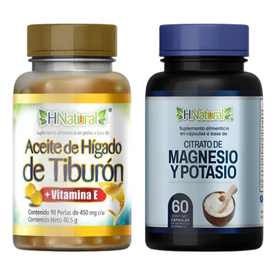 Kit Salud: Aceite De Hígado De Tiburón  + Citrato De Magnesio Y Potasio