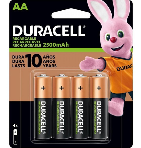 Pilha Recarregável Aa 2500mah (cartela C/4 Pilhas) Duracell