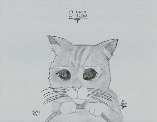 Dibujo A Lápiz De El Gato Con Botas - Shrek