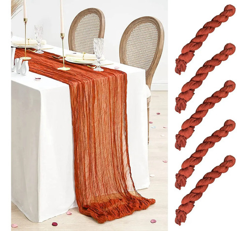 Set De 5 Caminos De Mesa Boho De Gasa, Tela De Queso, Color