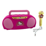 Karaokê Hello Kitty Boom Box C/ Microfone Toca Música Rosa