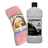 Kit Shampoo Clorexidina + Cobertor Soft Microfibra Cão Gato 