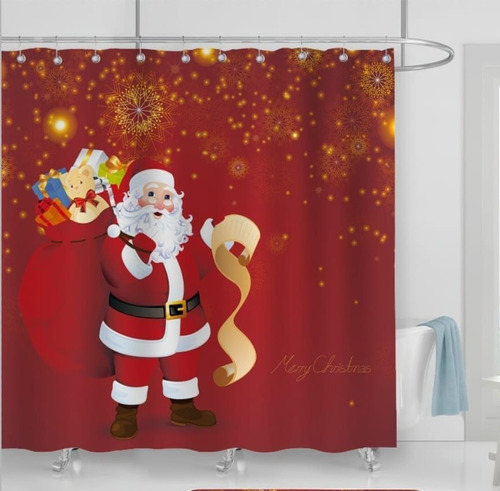 Cortina De Baño Navidad Impermeable Diseños 