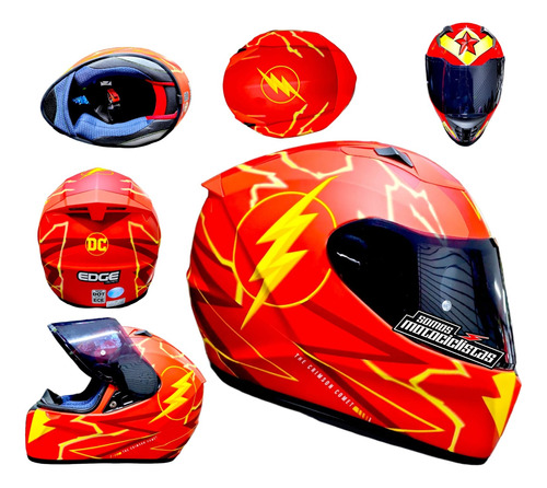 Casco Motociclista Edge Flash Integral Certificado Ece 2206 