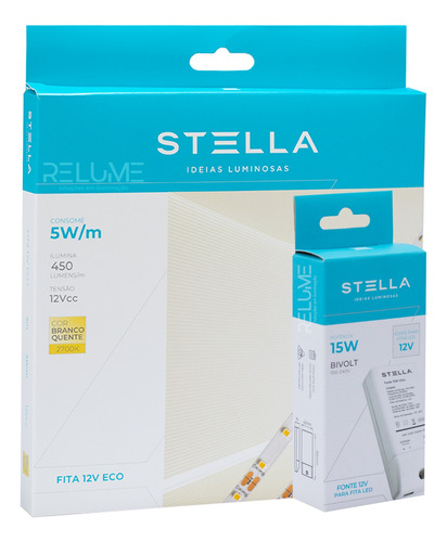 Fita Led Eco 5w/m Ip20 12v 1x Fonte 15w Inclusa-stella