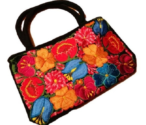 Bolso Bordado Mexicano Original Flores Boho Con Envío