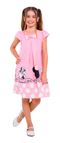 Vestido Infantil Artesanal Menina Tema Da Minnie Mouse