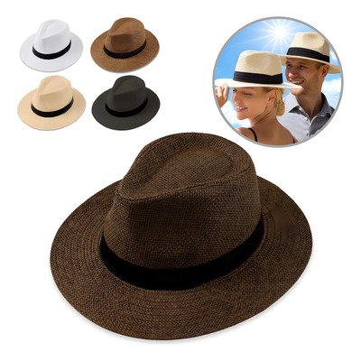 Chapéu Panamá Monolo de Palha Marrom-escuro para Praia e Casual | MercadoLivre