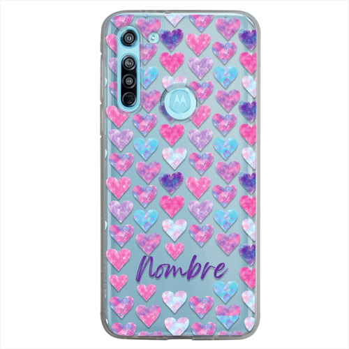 Funda Motorola Uso Rudo Corazones Personalizada Tu Nombre