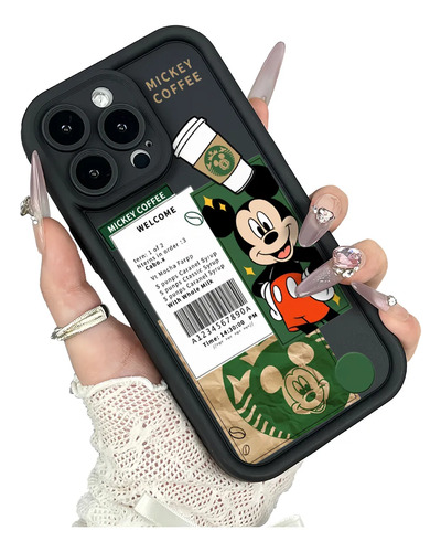 Funda Para iPhone Silicona Mickey Mouse Café Caricatura Retro Dibujos Animados Personaje Clásico Protectora Resistente Moda Kawaii Diseño Creativo