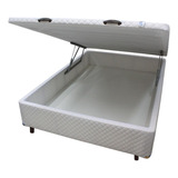 Cama Box Casal Bau Frontal Pistão Branco - 138x188