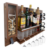 Bar Novo Decoração 100% Mdf Luxo Adega Vinhos Taças Suporte