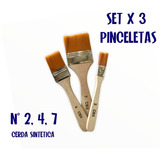 Set Kit 3 Pinceletas Cerda Sintetica Brocha Artistica Pintar