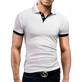 Camiseta Cuello Playera Casual Tipo Polo Hombre Ajuste 