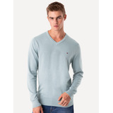 Suéter Tommy Hilfiger Masculino Signature V-neck Azul Claro